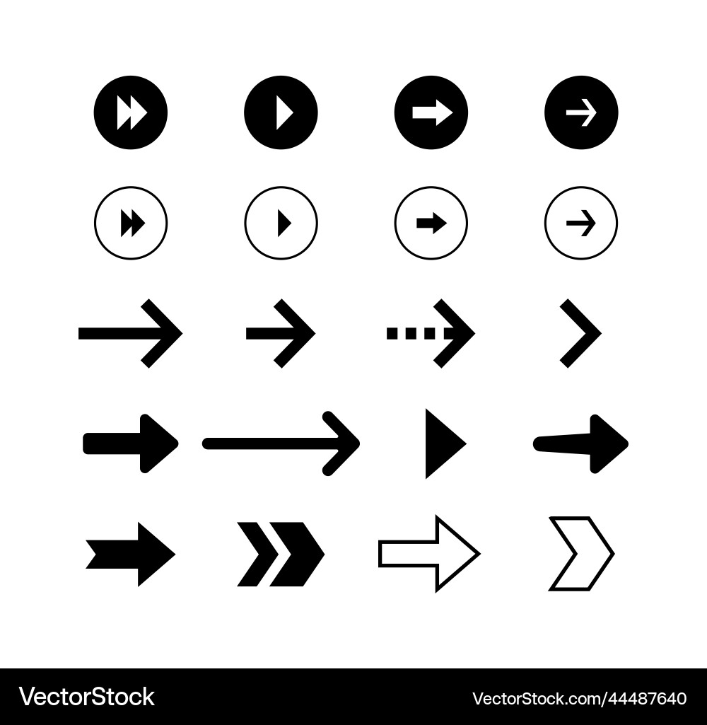 Arrow icons isolated arrows icon set Arrow icons isolated arrows icon set vector image