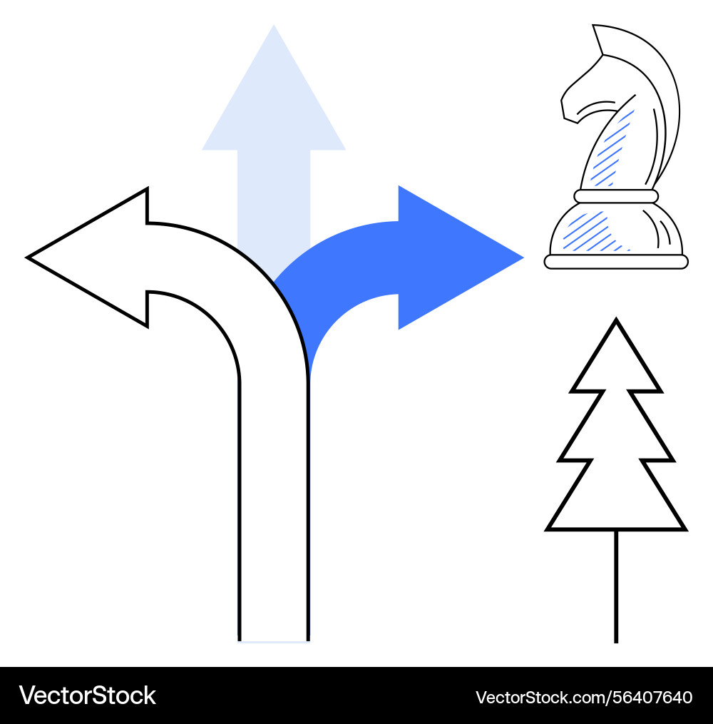 Decision-making concept with arrow pathways chess Decision-making concept with arrow pathways chess vector image