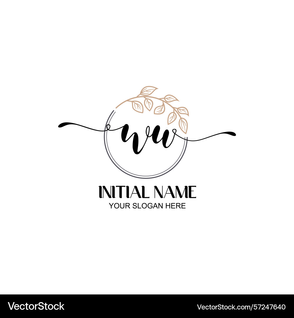 Elegant wu initial logo design with botanical Vector Image