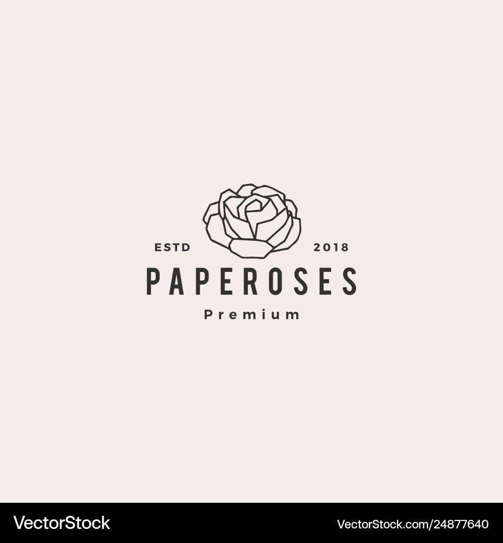 Geometric paper flower rose logo icon line Geometric paper flower rose logo icon line vector image