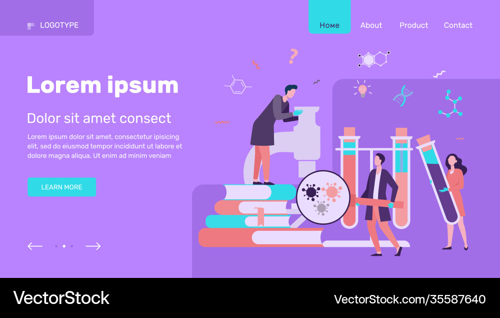 Group scientists with microscope vector image