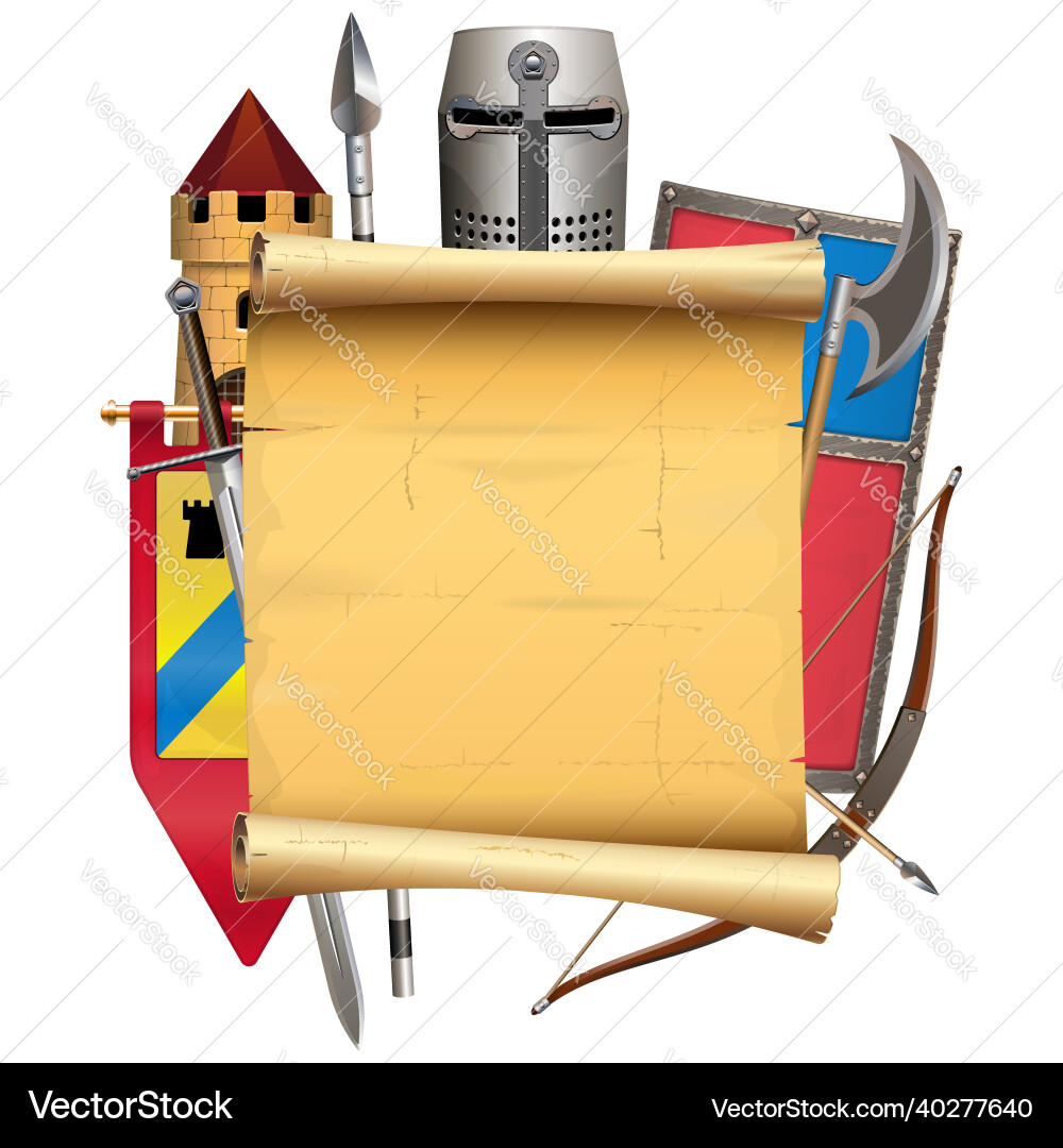 Knight Scroll with Armor Elements Vector Image