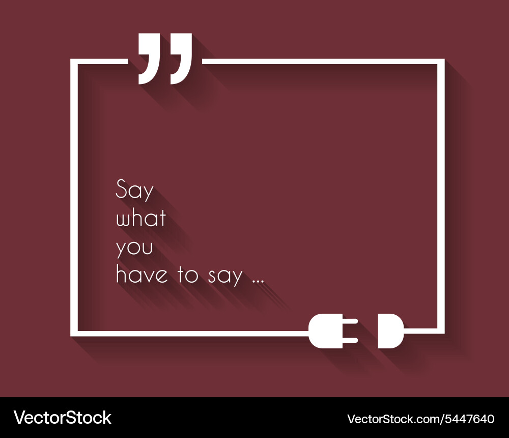 Quotation mark frame with flat style and space vector image