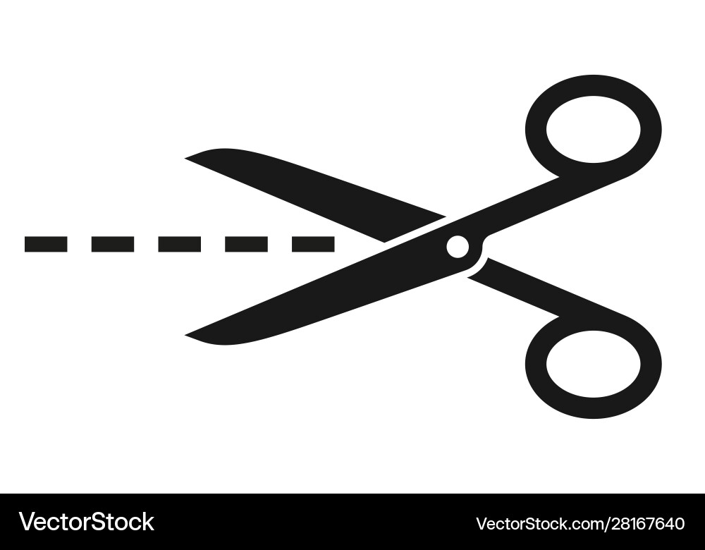 Scissors with cut lines Scissors with cut lines vector image