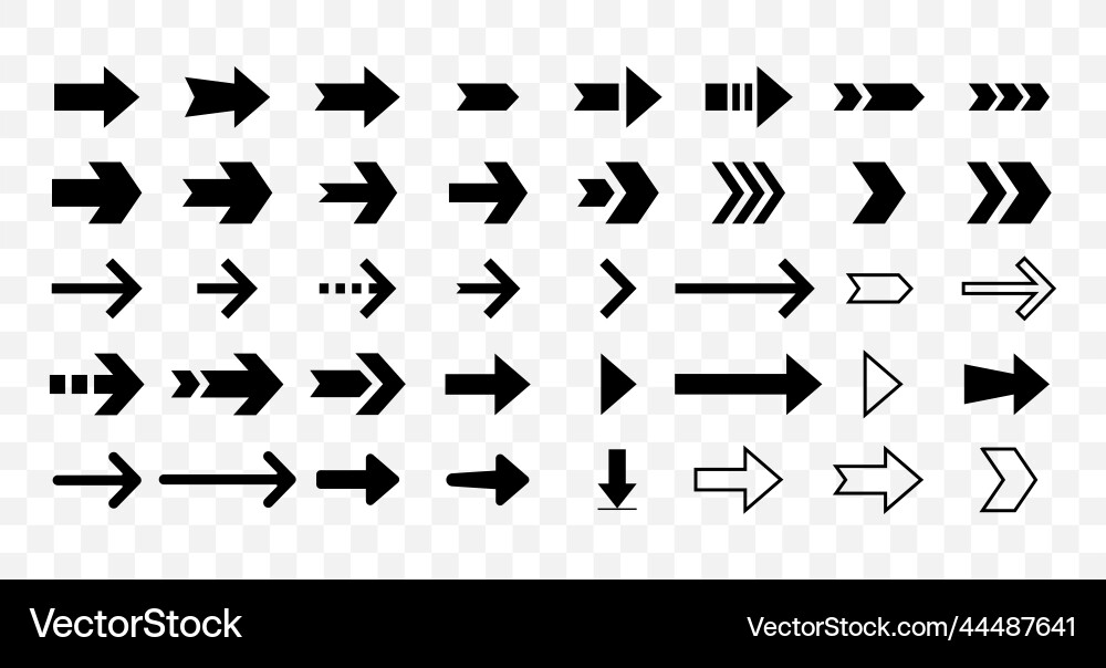 Arrow icons isolated arrows icon set vector image