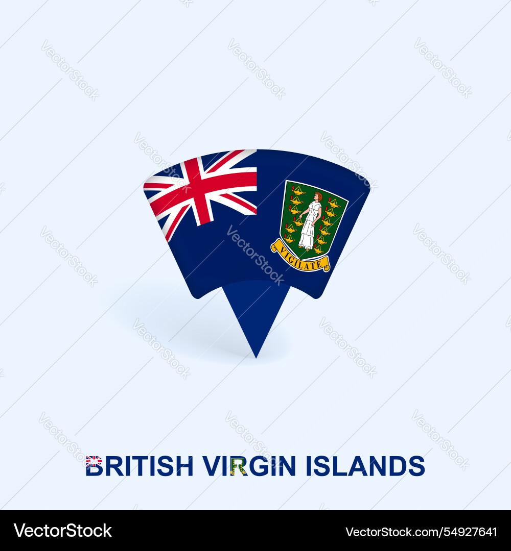 British virgin islands flag map pointer design Vector Image