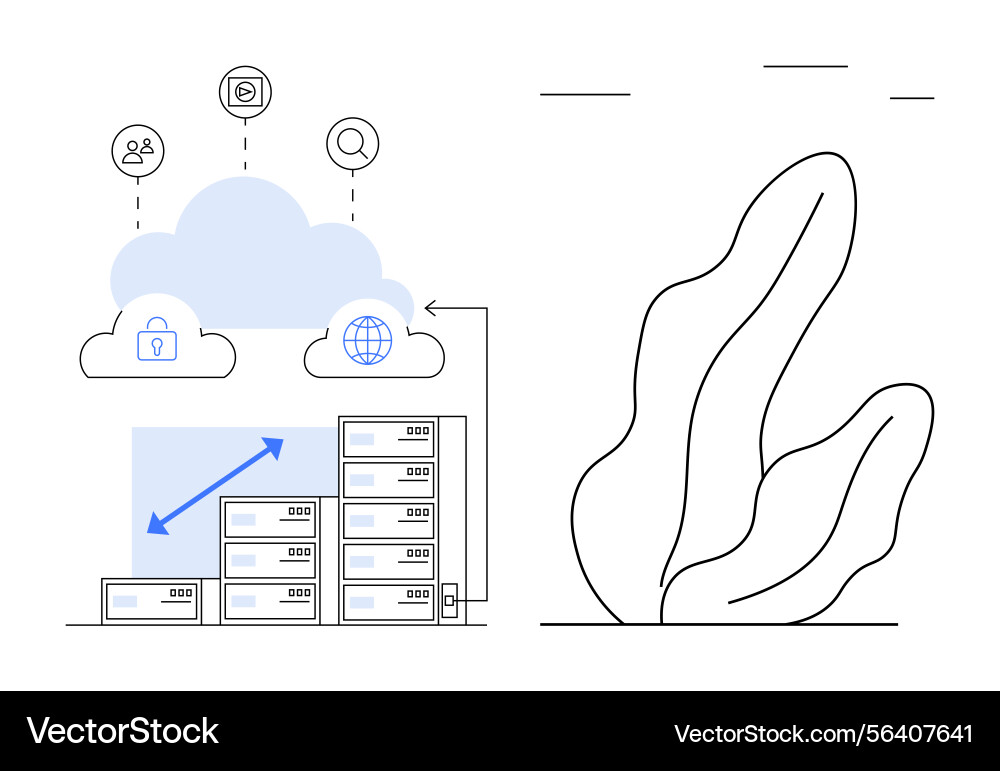Cloud technology with server network Cloud technology with server network vector image