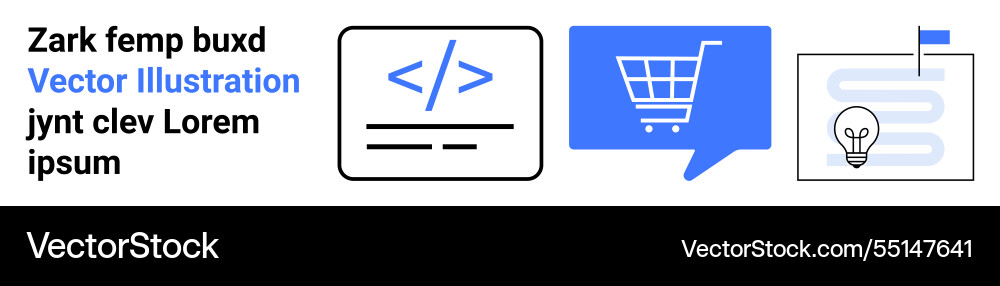 Coding e-commerce and innovation symbols in blue Coding e-commerce and innovation symbols in blue vector image