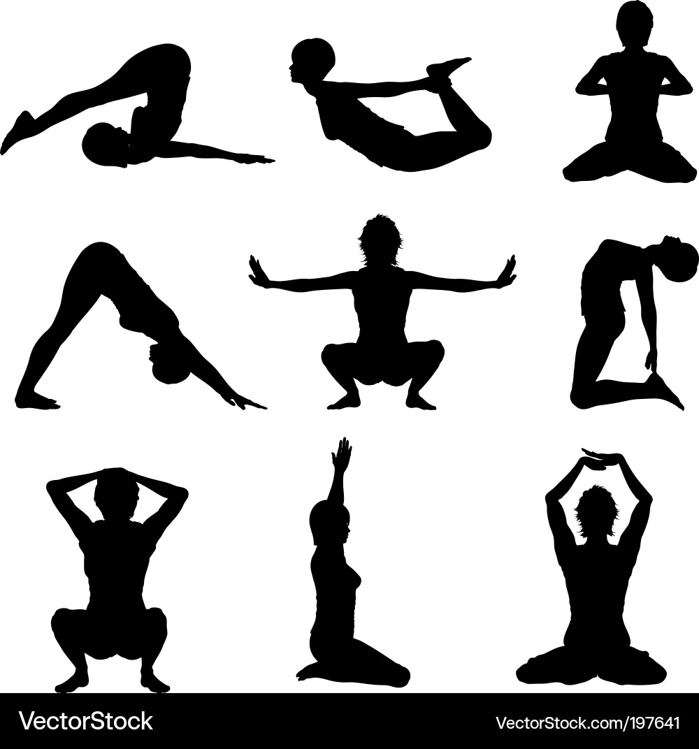 Frauen Yoga Posen Vektorbild