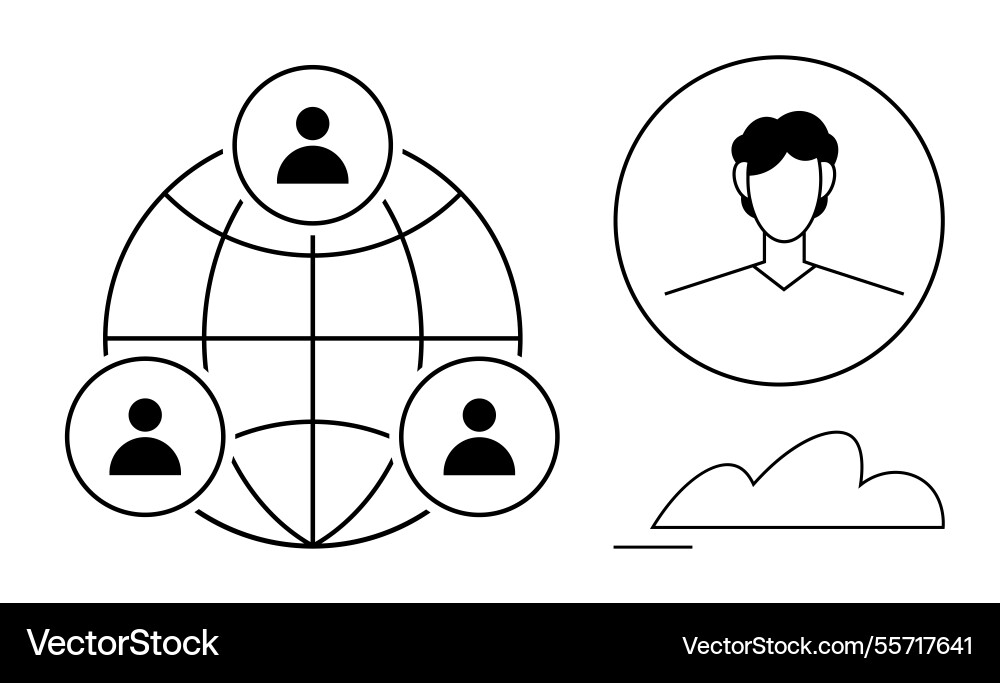 Global networking with connected profiles Global networking with connected profiles vector image