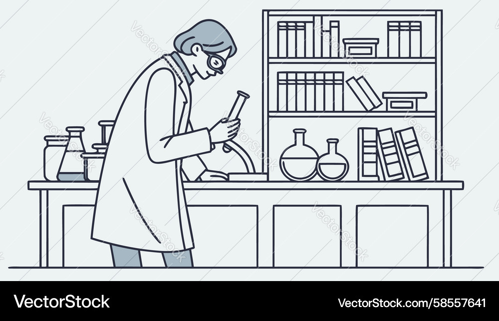 Scientist Working in Lab Vector Image