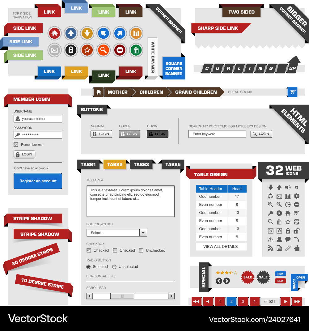 Web Elements & UI Kit - Modern Templates vector image