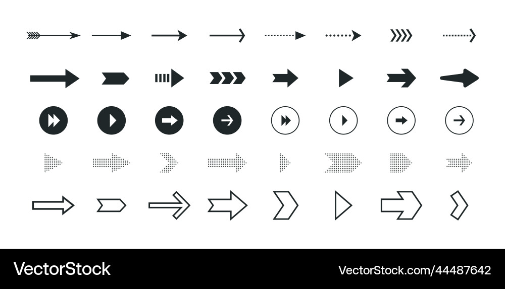Arrow icons isolated arrows icon set Arrow icons isolated arrows icon set vector image