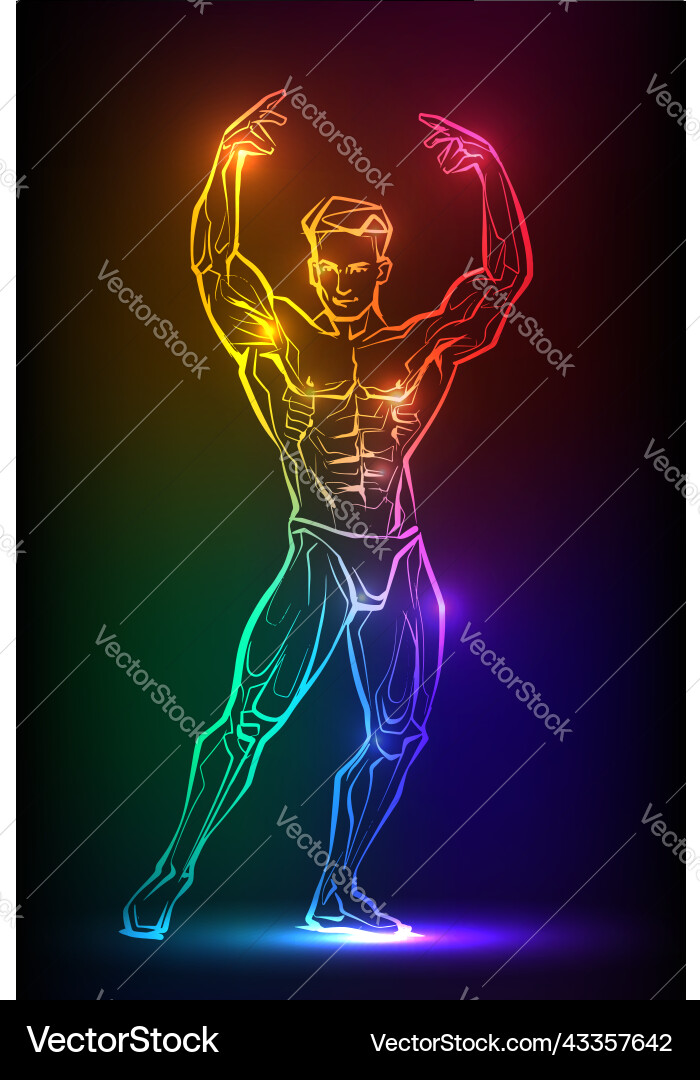 Bodybuilder muscle man fitness posing banner vector image