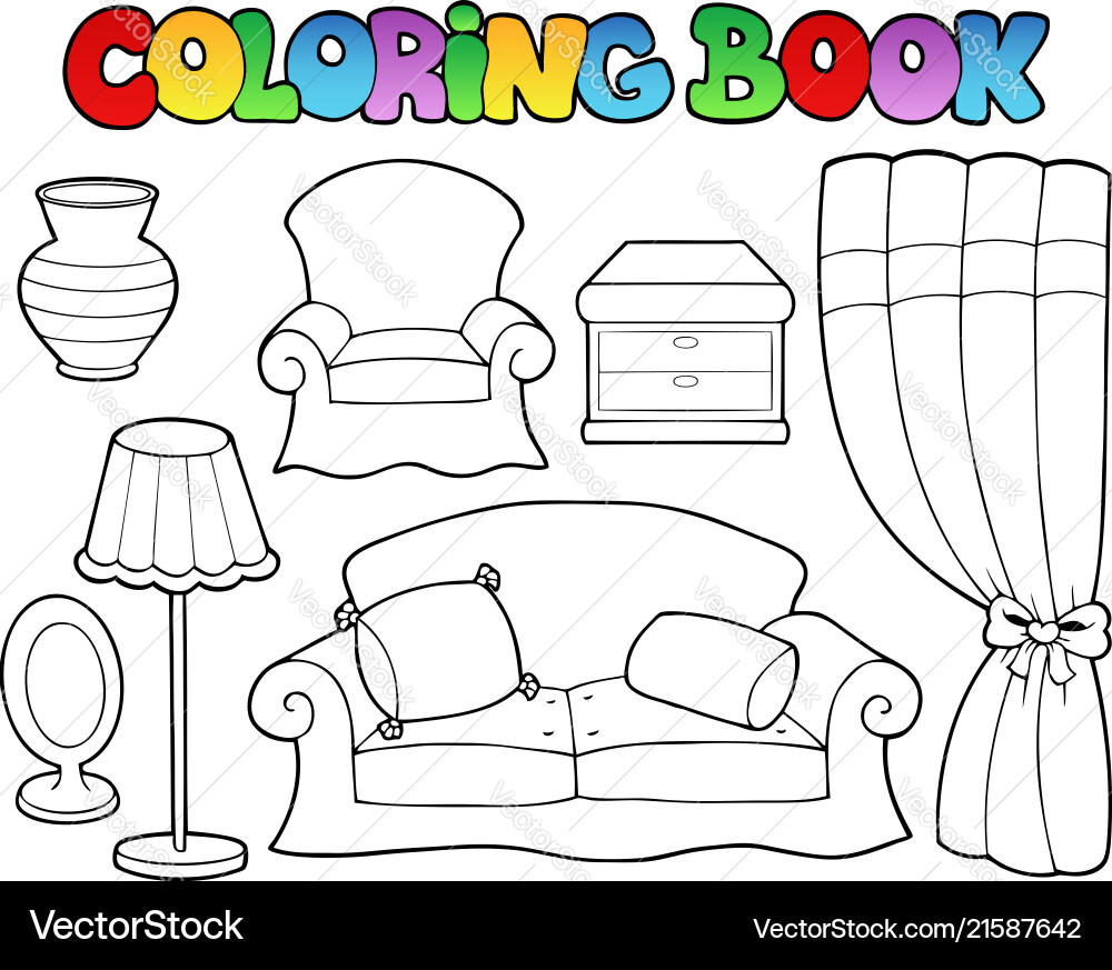Furniture Coloring Pages - Chairs, Sofas, Lamps Vector Image
