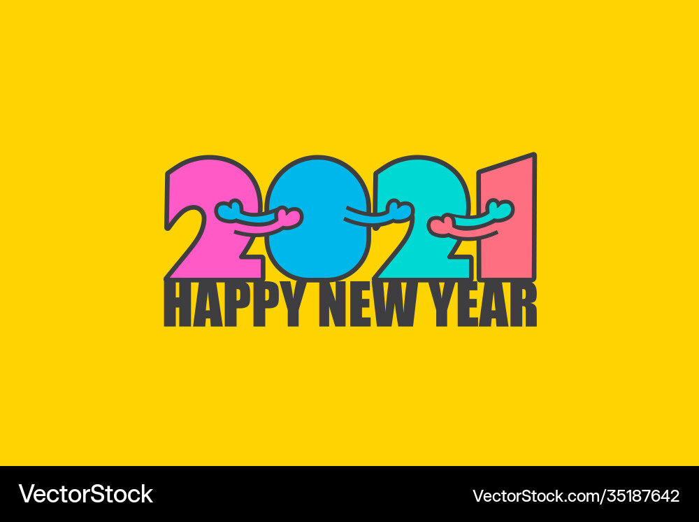 Happy new year 2021 with numbers that are hugging Happy new year 2021 with numbers that are hugging vector image