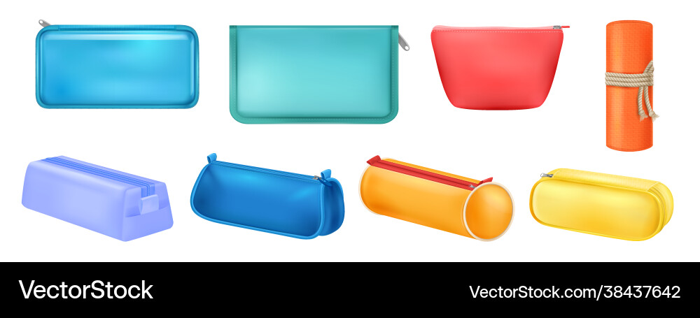 Pencil case set Pencil case set vector image