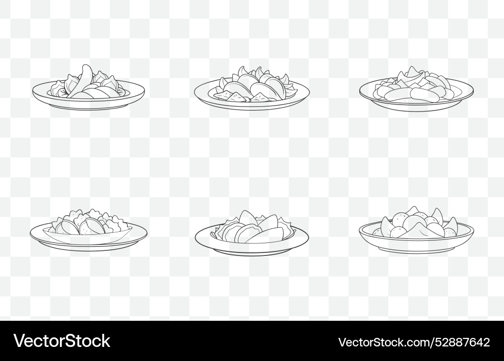Print comprehensive fajitas line art set vector image