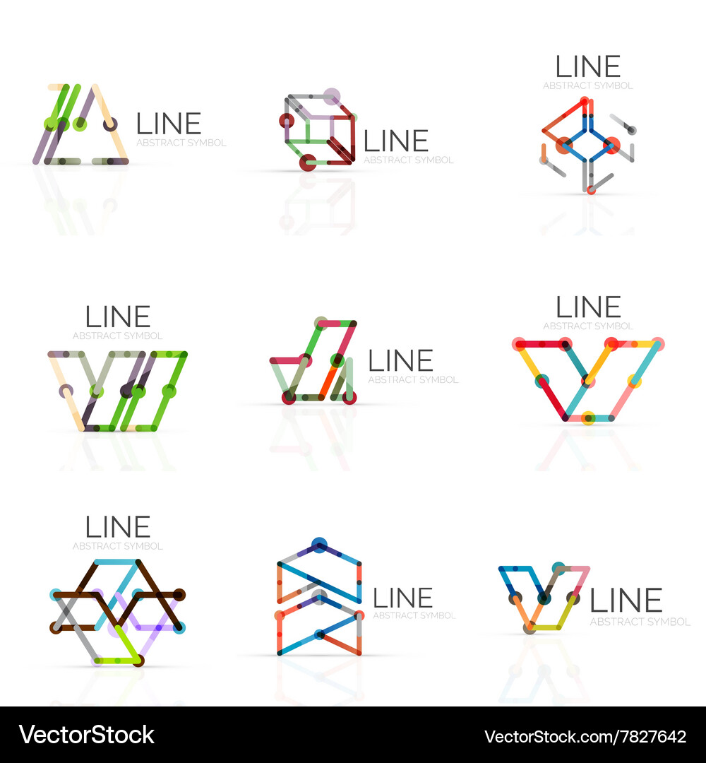 Set of linear abstract logos connected Vector Image