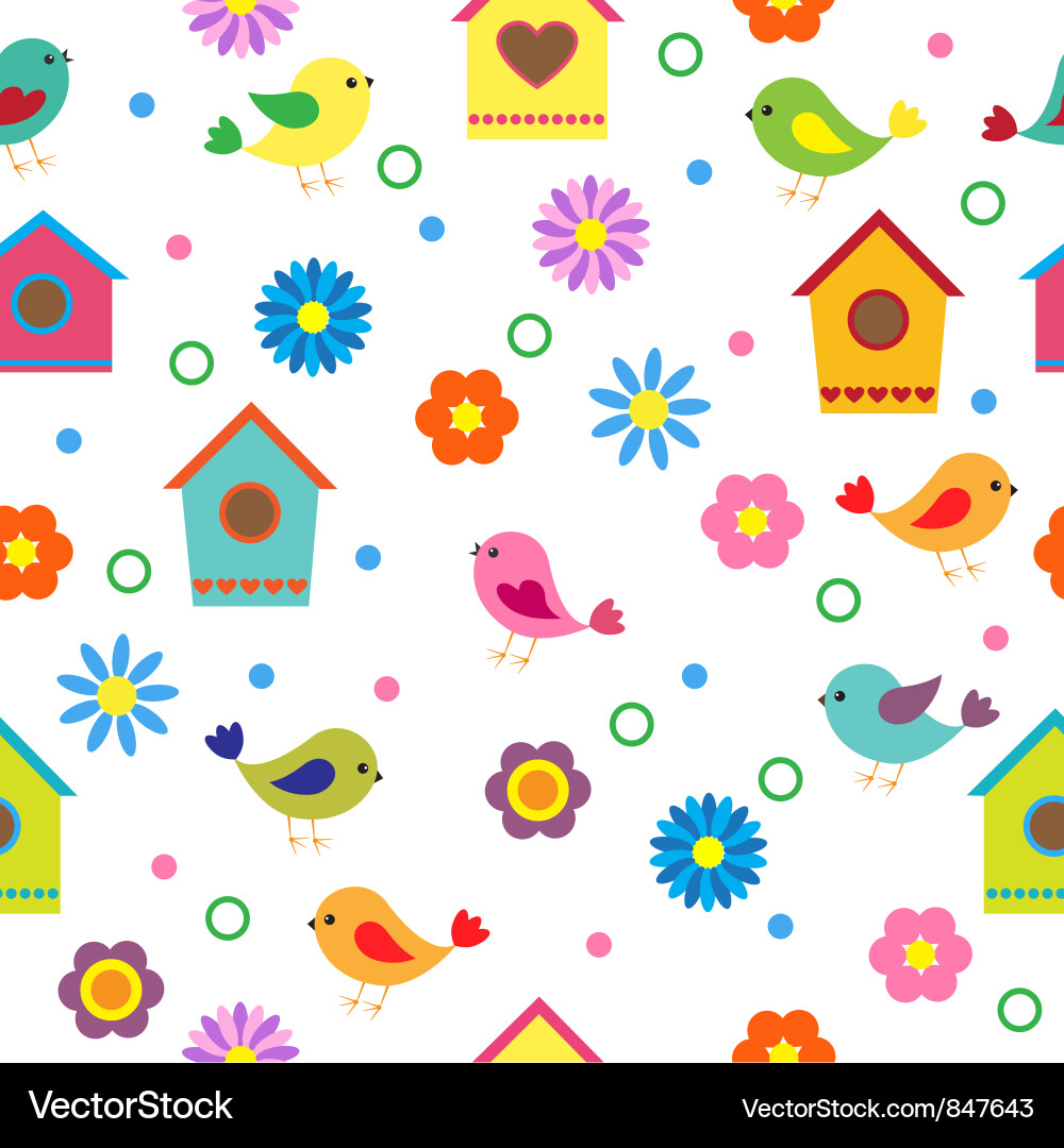 Cheerful Birdhouse Pattern vector image