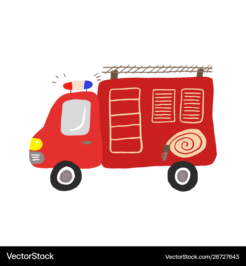 Colorful kids toy fire engine Colorful kids toy fire engine vector image