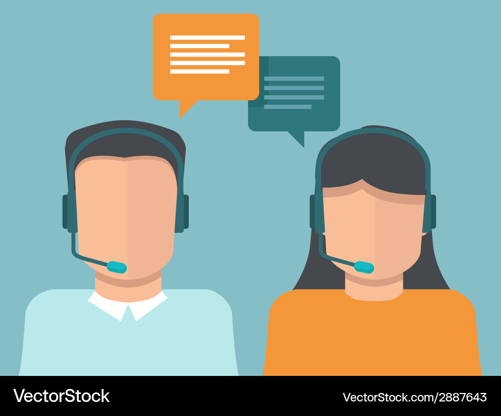 Flat call center operators vector image