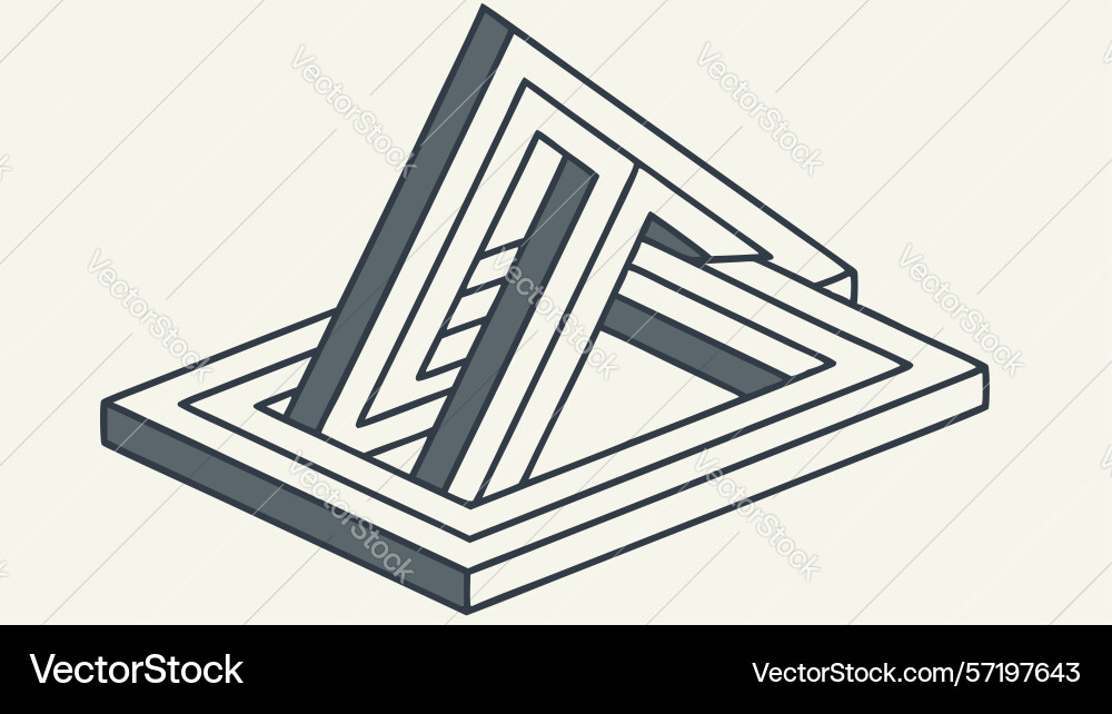 Penrose triangle impossible geometric object vector image