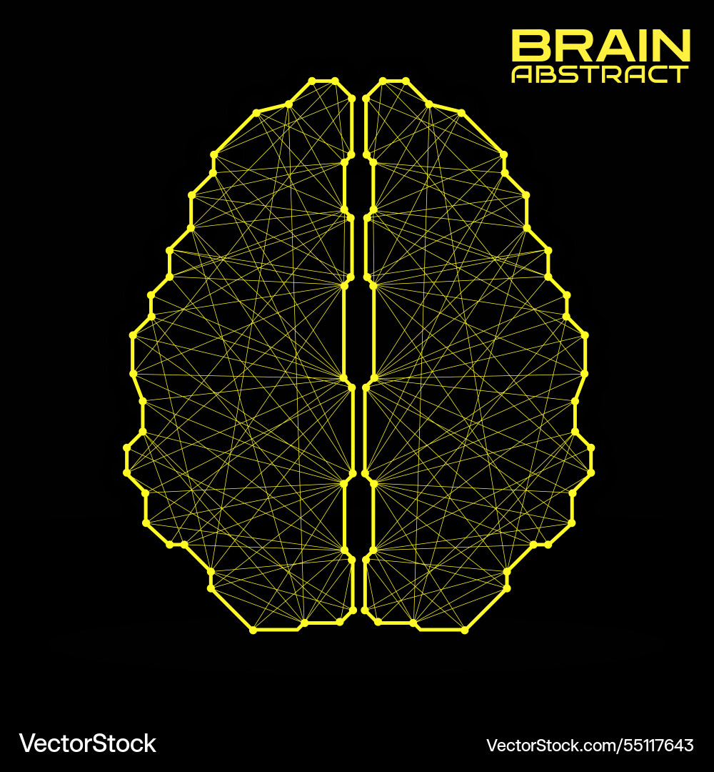 Polygonal abstract brain with connected lines vector image