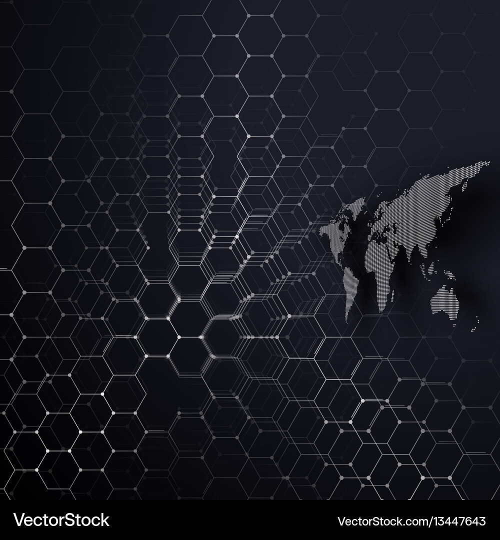 White dotted world map connecting lines and dots White dotted world map connecting lines and dots vector image