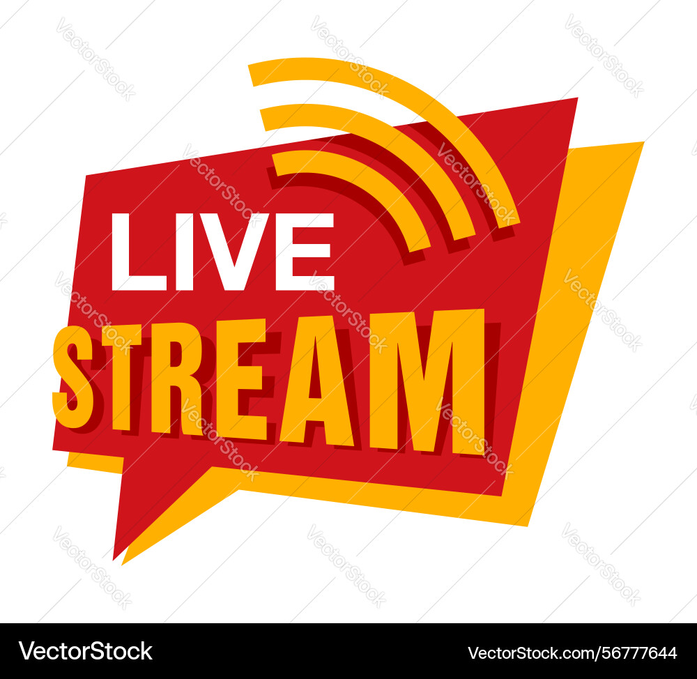 Live stream button - red polygonal message shape Live stream button - red polygonal message shape vector image