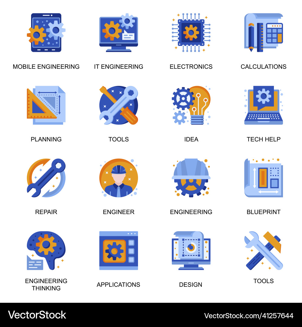 Modern Engineering Icon Set Vector Image