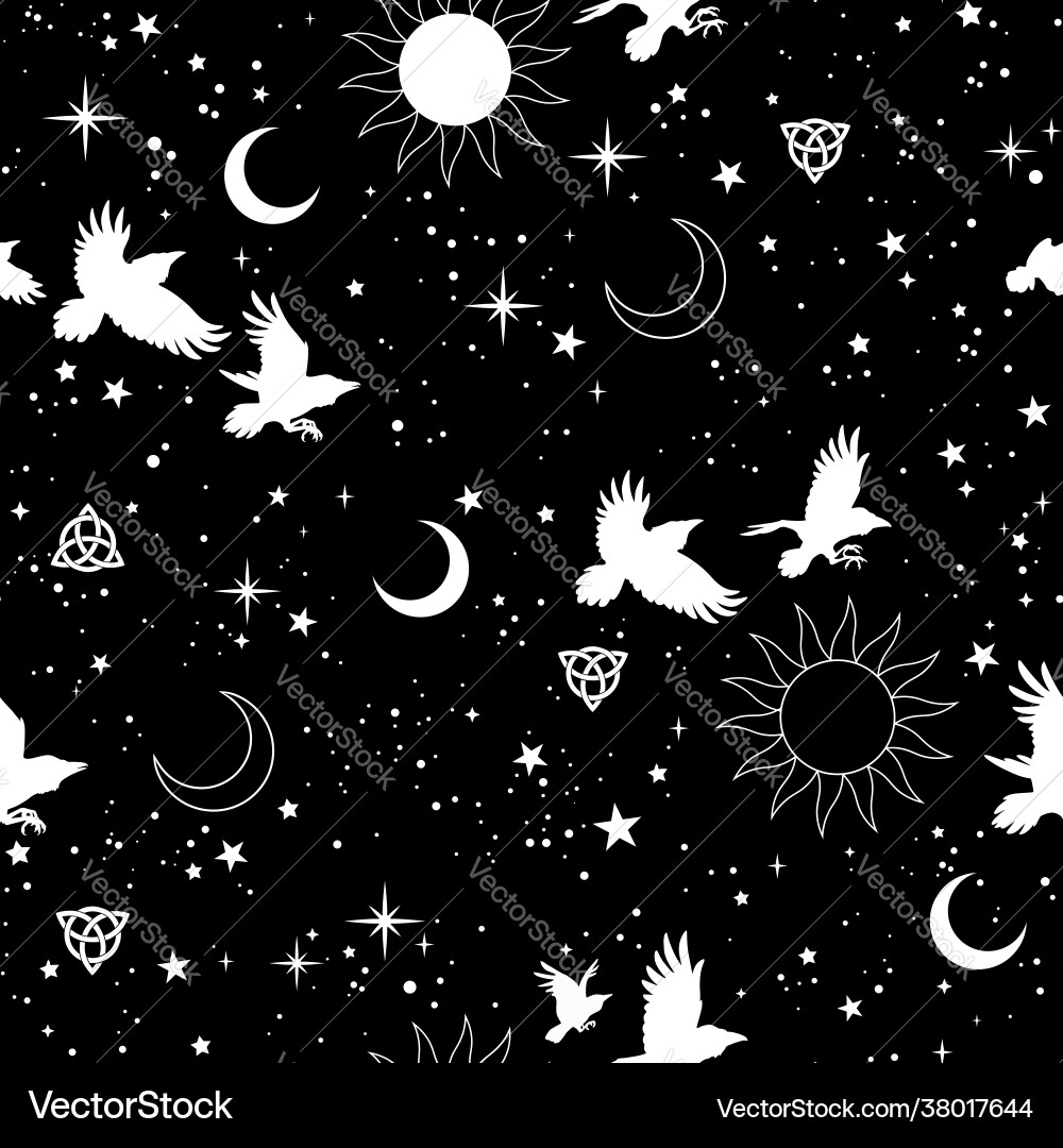 Seamless space moon sun Royalty Free Vector Image