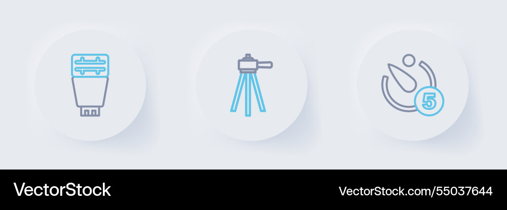Set line camera timer tripod and photo Set line camera timer tripod and photo vector image