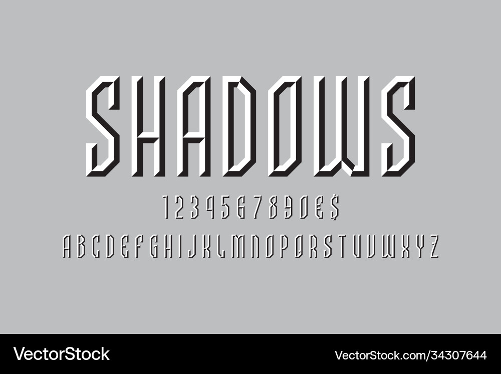 Shadowy Angular Display Font vector image