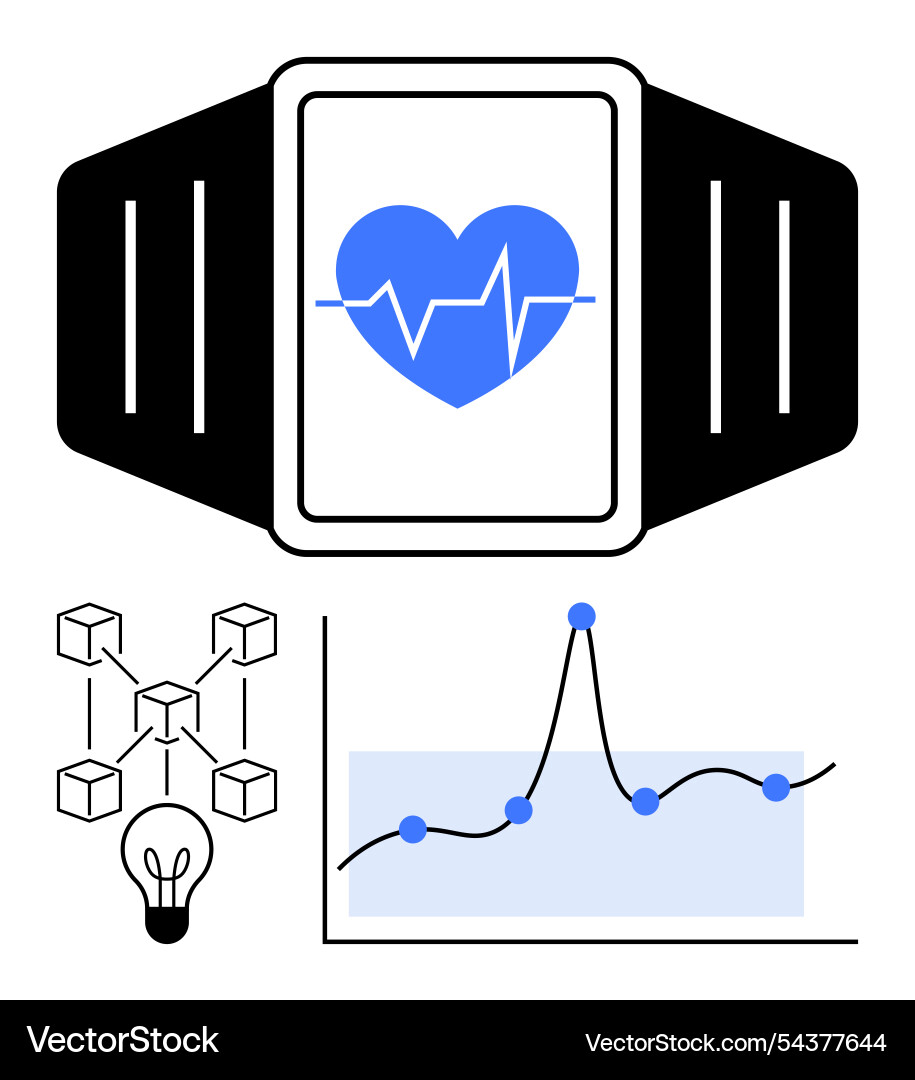 Smartwatch with health monitoring data analytics Vector Image