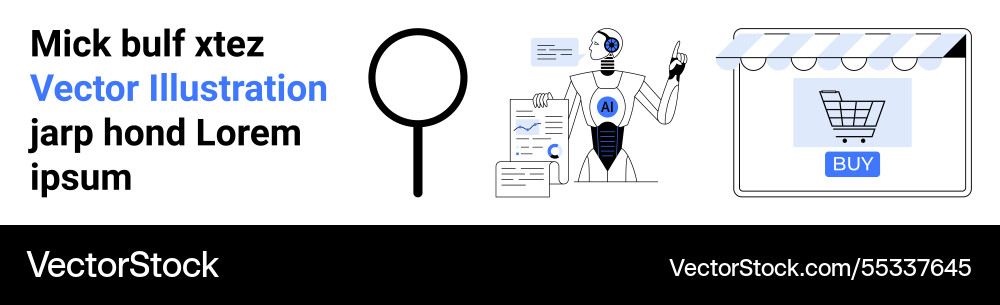 Ai robot analyzing reports with magnifying glass Ai robot analyzing reports with magnifying glass vector image