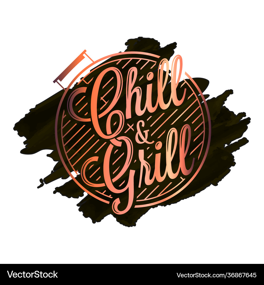Chill and grill watercolor logo bbq Royalty Free Vector