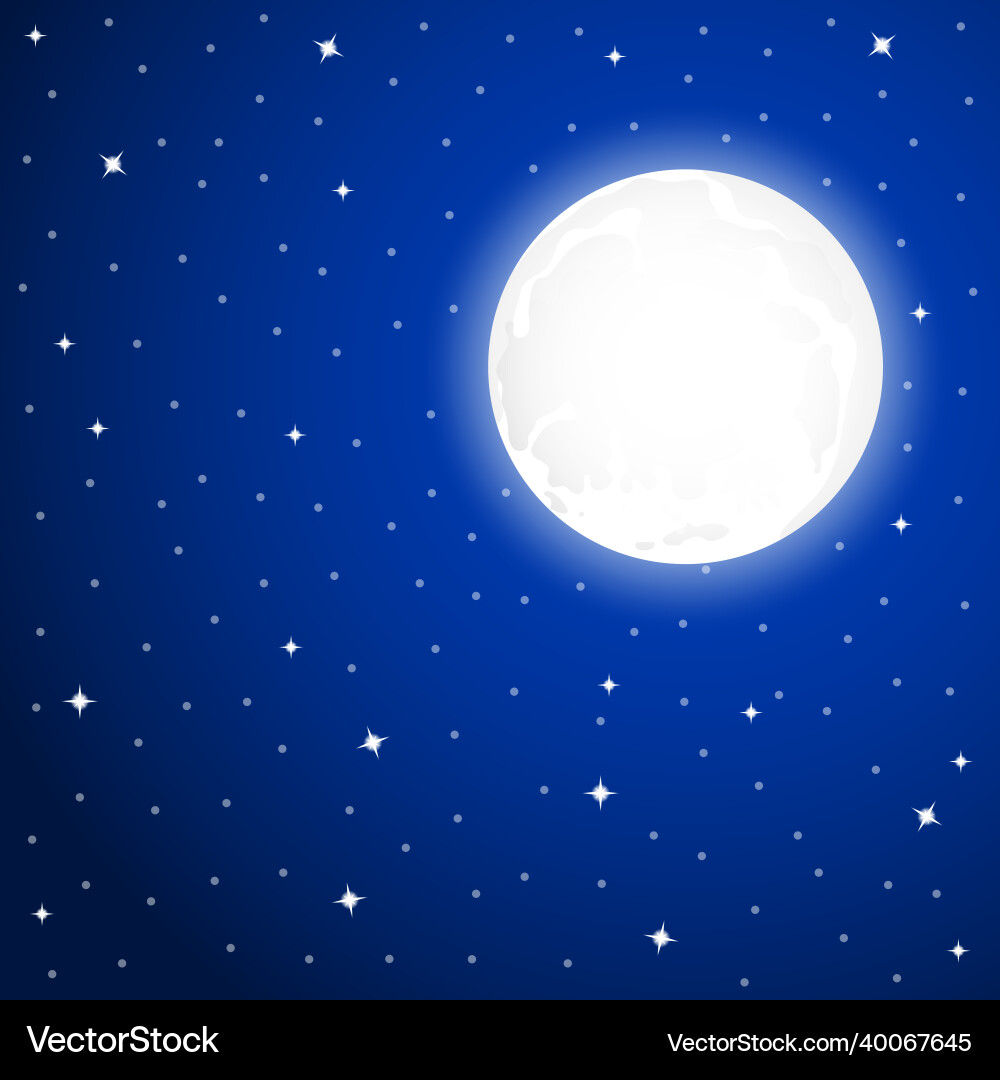 Large full moon and starry sky at night vector image