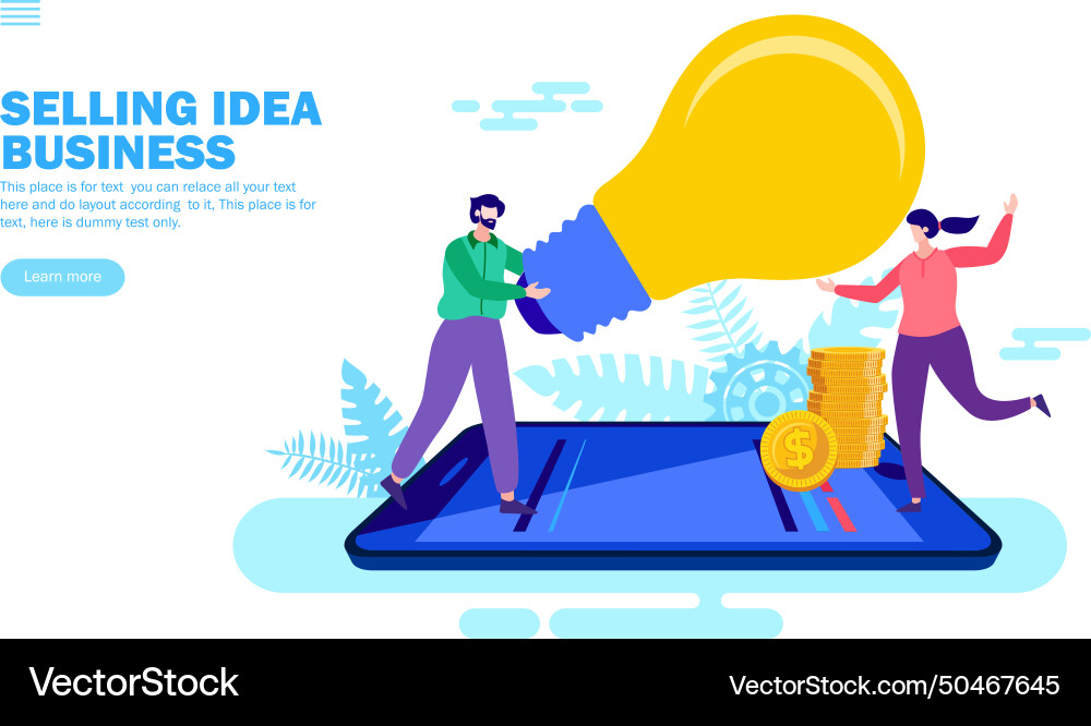 Man giving idea bulb to another Man giving idea bulb to another vector image