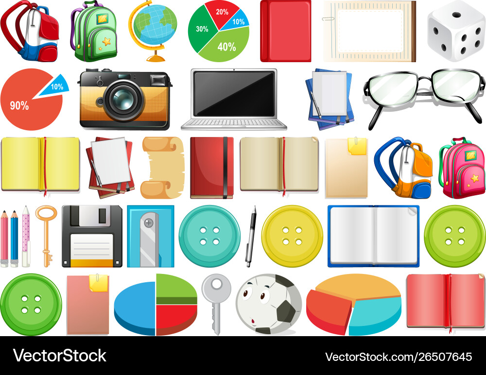 Set different objects vector image