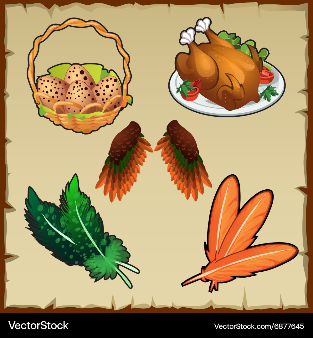 Set poultry eggs and various symbolic attributes Vector Image