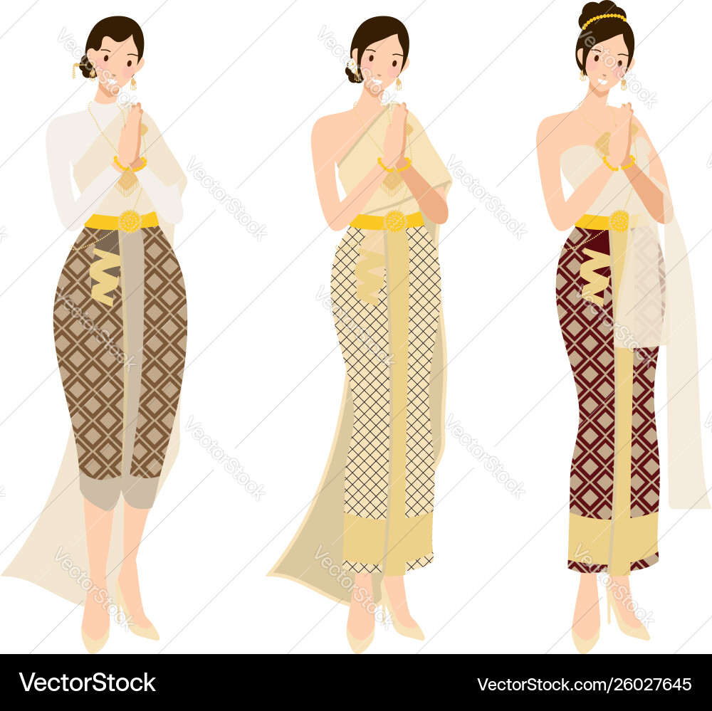 Thai woman in beautiful traditional wedding dress Thai woman in beautiful traditional wedding dress vector image