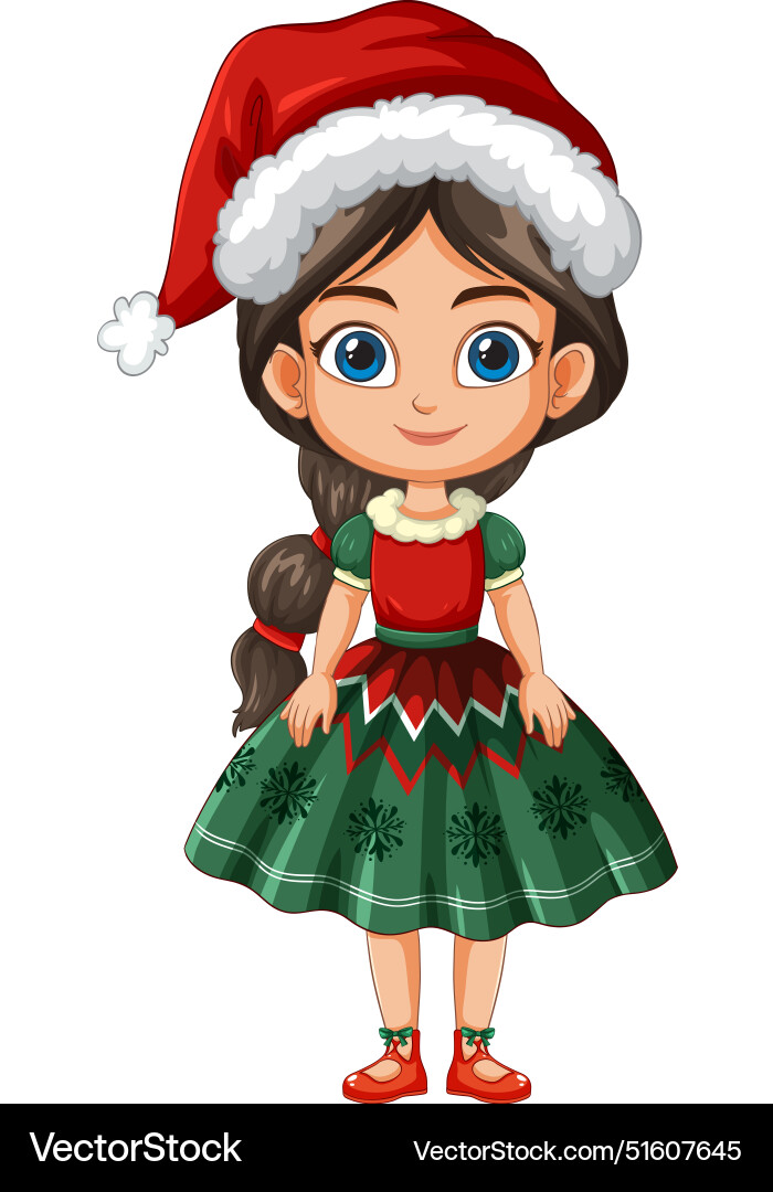 Young girl in christmas-themed attire Young girl in christmas-themed attire vector image