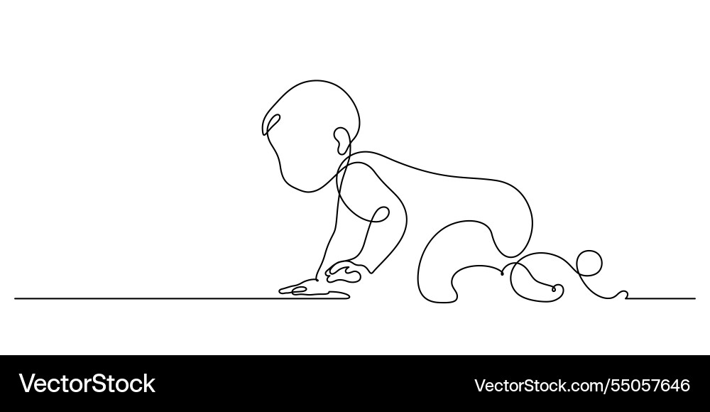 Baby Crawling Line Art vector image