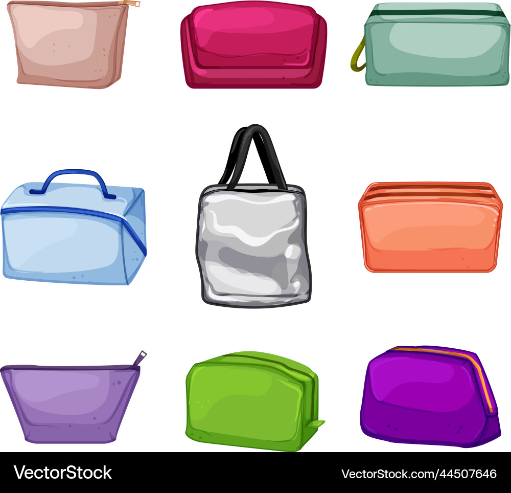 Cosmetic pouch set cartoon vector image