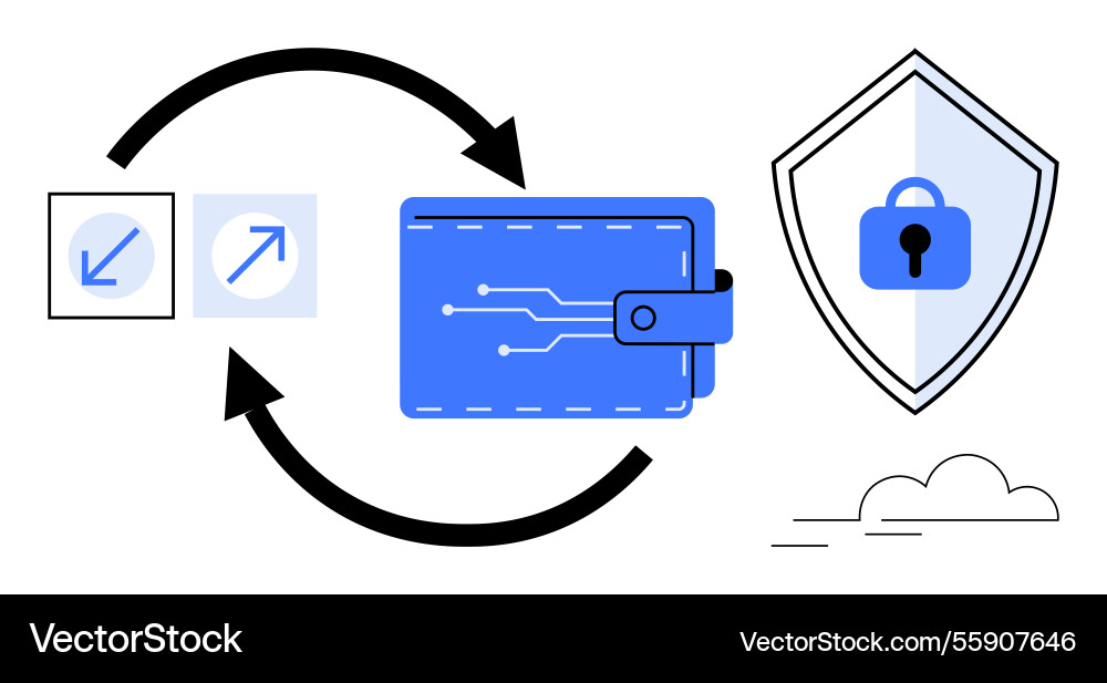 Digital wallet security and data transfer Digital wallet security and data transfer vector image