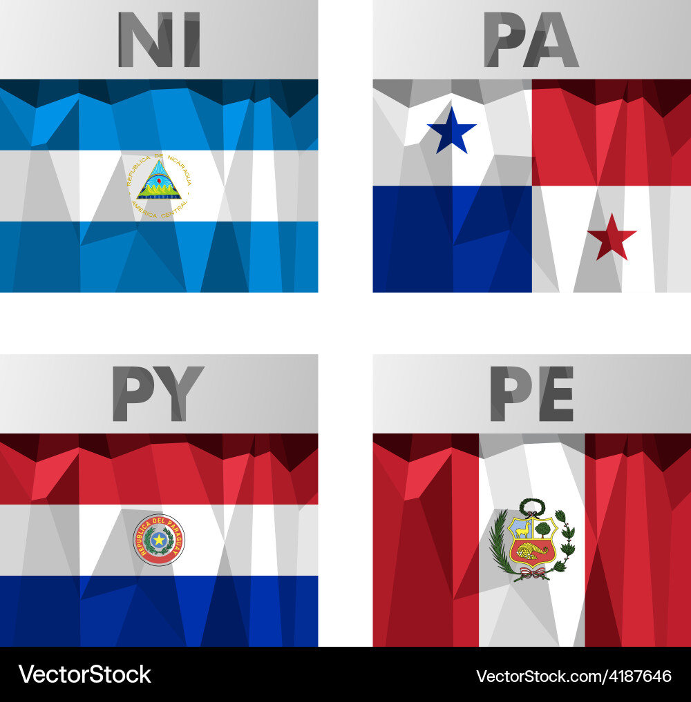 Flags in polygonal style vector image