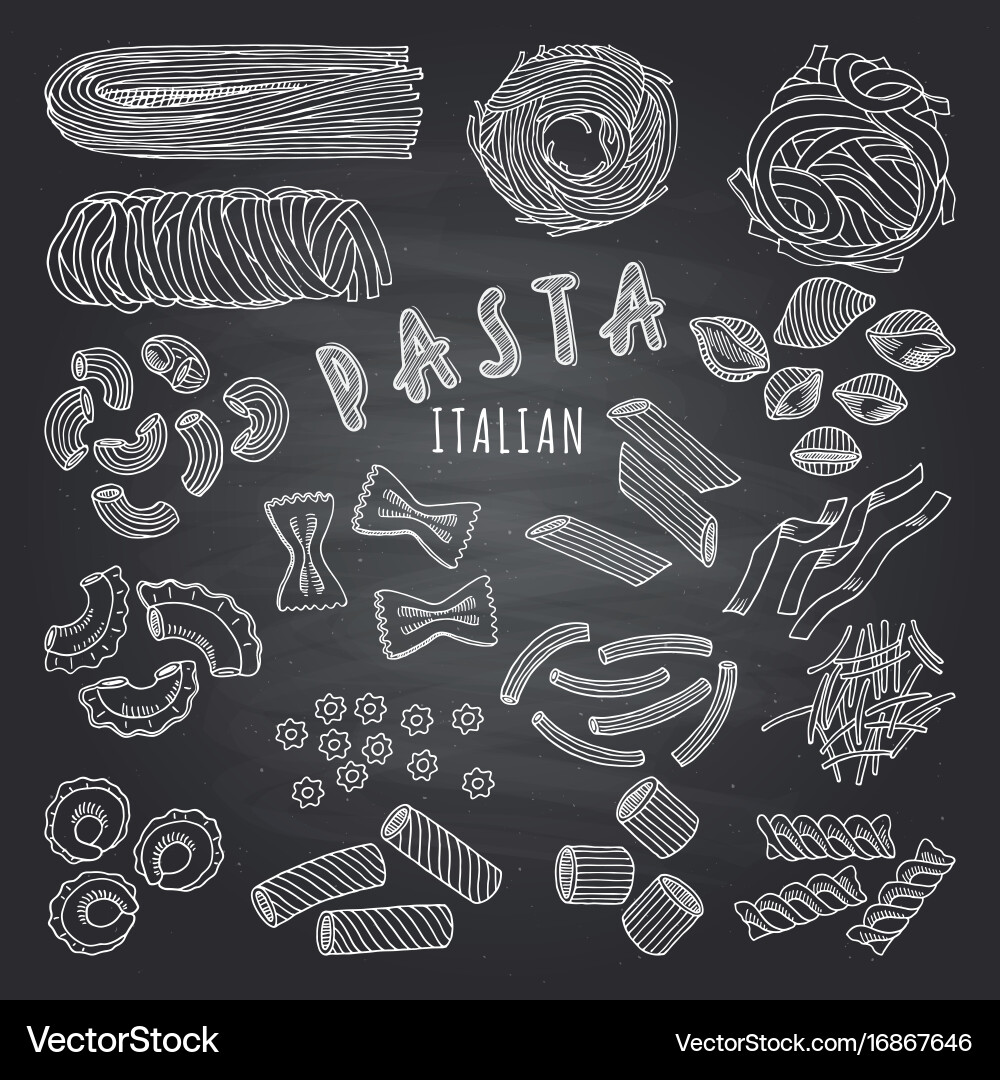 Italian Pasta Sketch Collection Vector Image