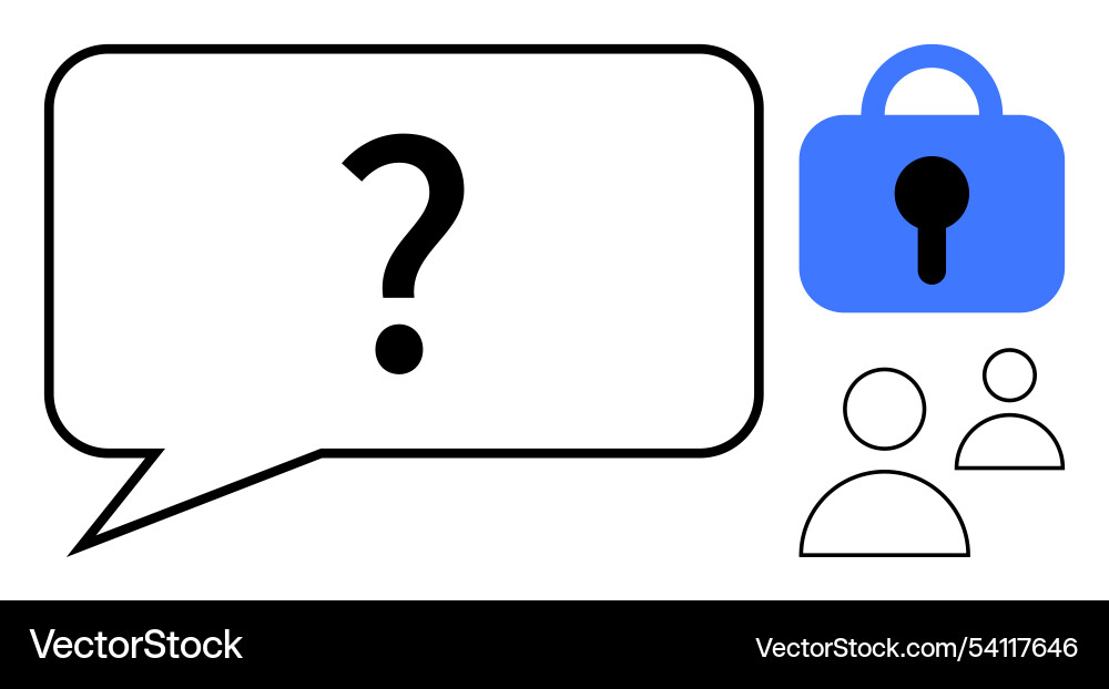 Lock icon with question mark speech bubble and two Lock icon with question mark speech bubble and two vector image