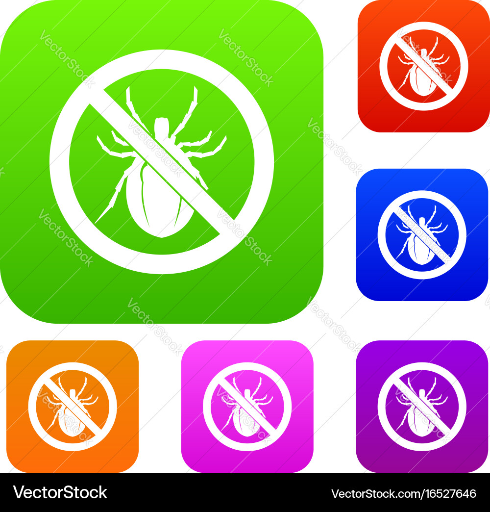 No bug sign set collection Vector Image